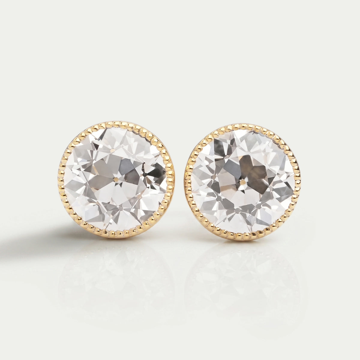 Old European Round Cut Milgrain Stud Earrings Earring