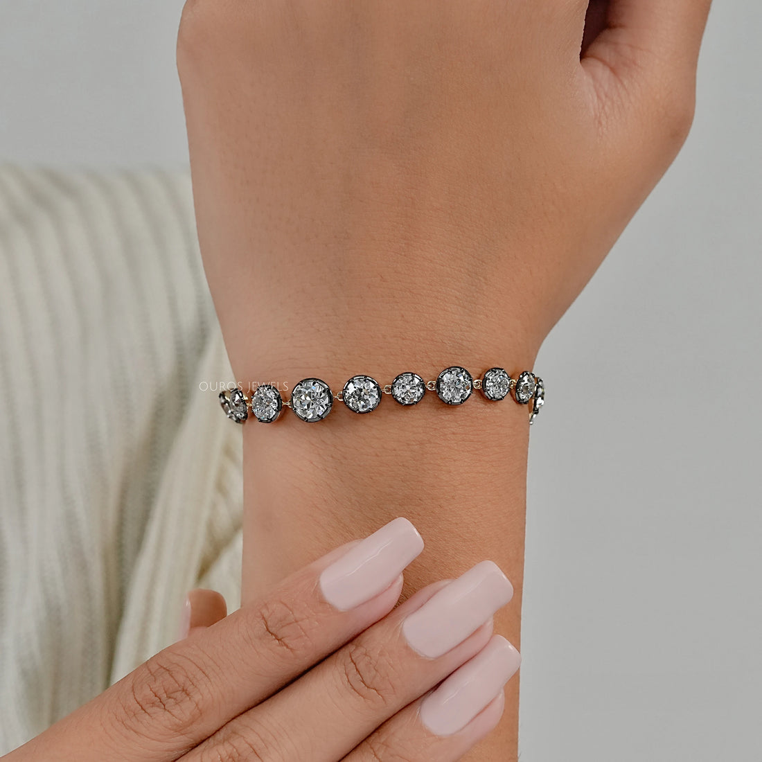 Old European Round Lab Diamond Tennis Bracelet Bracelet