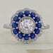 Old European Round Cut Sapphire Halo Engagement Ring Rings