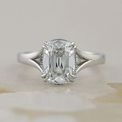 Old Mine Cushion Cut Split Shank Engagement Ring Ring