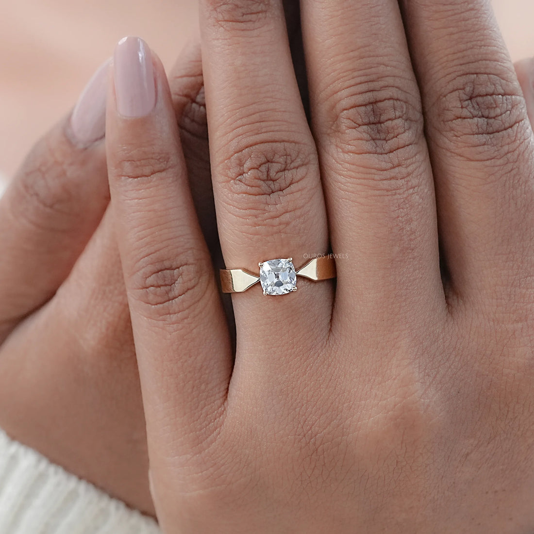 Old Mine Cushion Lab Diamond Solitaire Ring Rings