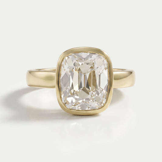Old Mine Cushion Lab Diamond Bezel Set Ring Ring