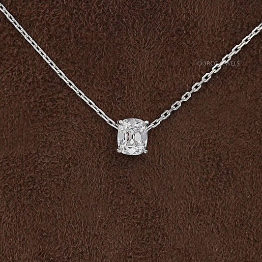 Old Mine Cushion Solitaire Pendant Necklaces