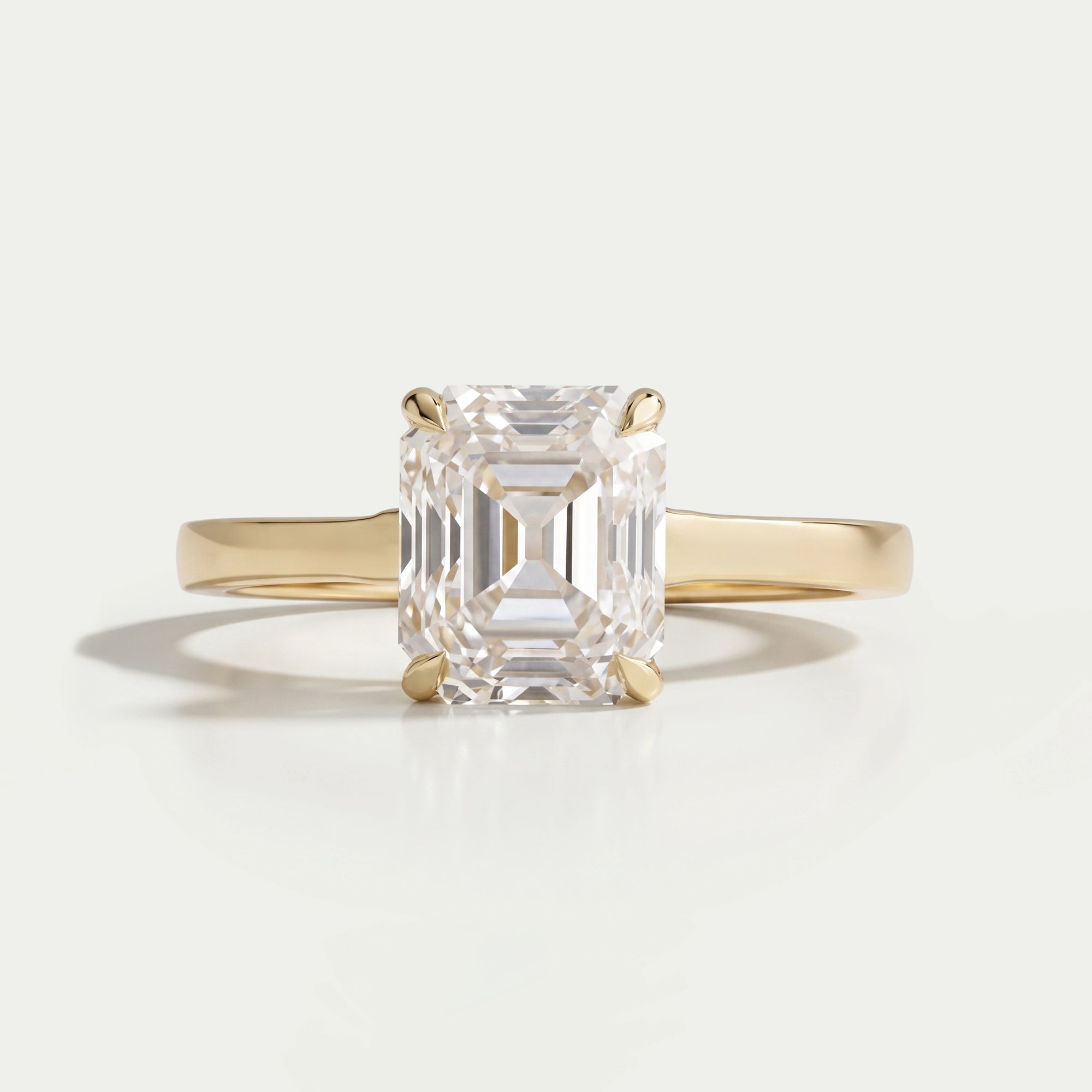 Old Mine Emerald Cut Lab Grown Diamond Solitaire Ring Rings