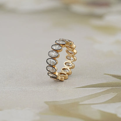 Old Mine Oval Cut Black Coating Eternity Band