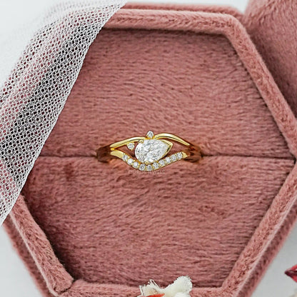 Old Mine Pear Lab Diamond Split Shank Bypass Ring
