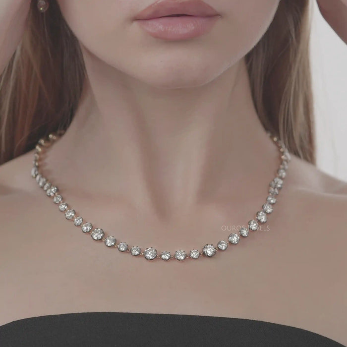 Old European Round Cut Tennis Necklace Necklaces