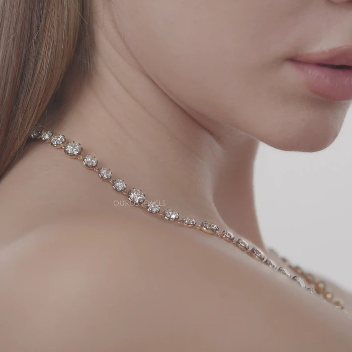 Old European Round Cut Tennis Necklace Necklaces