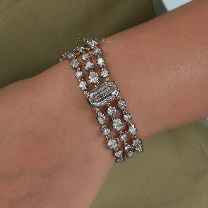 Old Cut Lab Grown Diamonds Wide Bracelet Bracelet