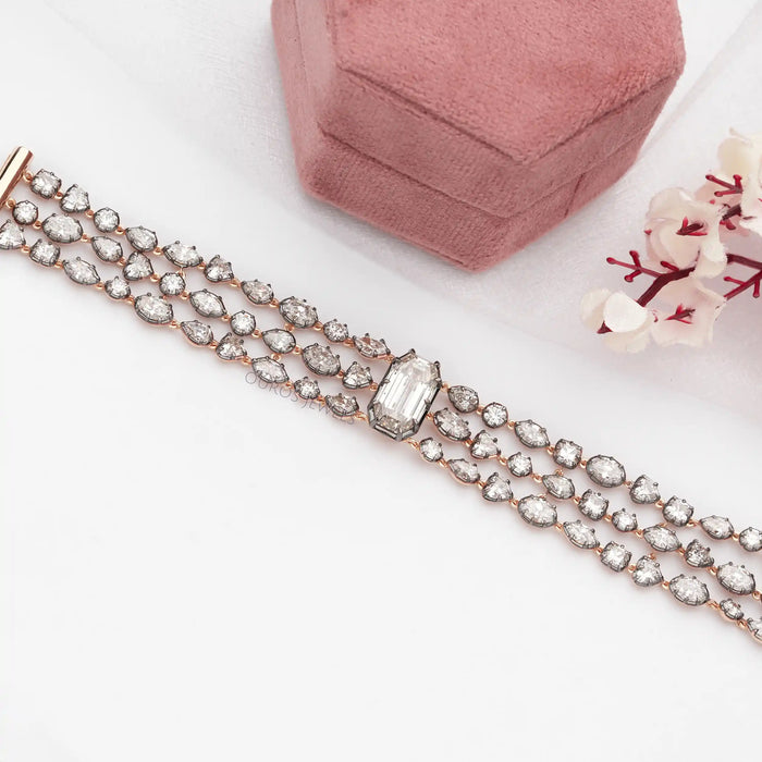 Old Cut Lab Grown Diamonds Wide Bracelet Bracelet