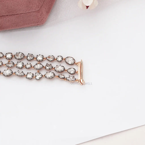 Old Cut Lab Grown Diamonds Wide Bracelet Bracelet