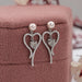 Olive Heart Diamond Pearl Drop Earrings