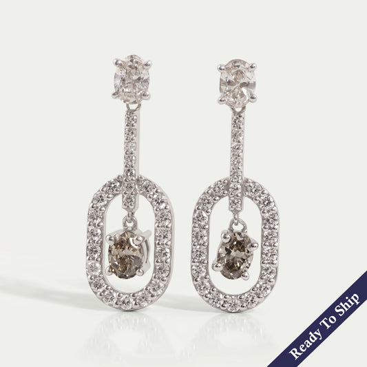 Olive Oval Lab Diamond Halo Drop Earrings Earrings