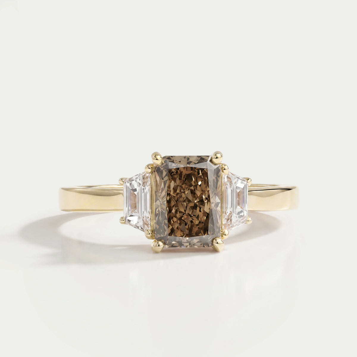 Olive Radiant Cut Three Stone Lab Grown Diamond Engagement Ring Rings