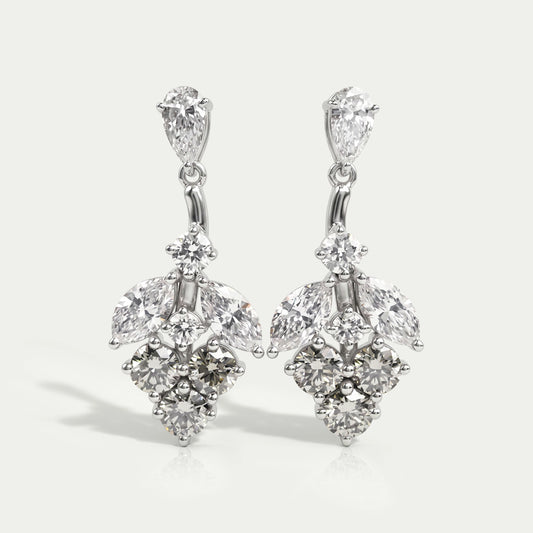 Olive Round Shape Cluster Diamond Earrings Earrings