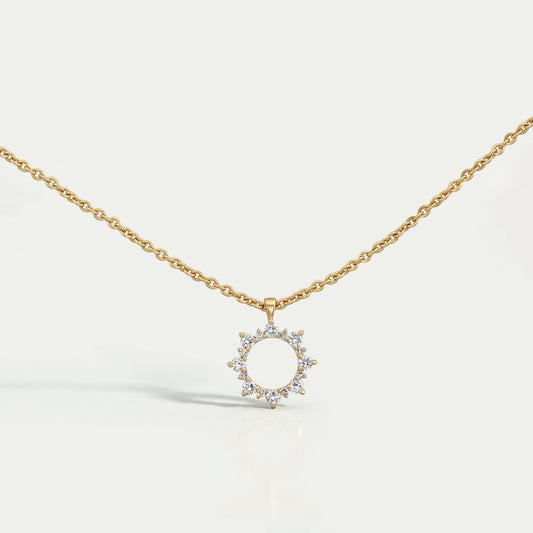 Open Circle Round Diamond Pendant Necklaces