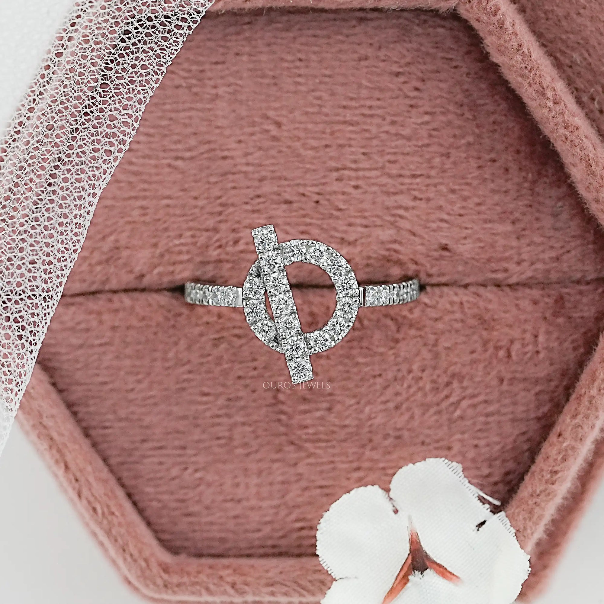 Open Circle Round Diamond Loop Engagement Ring