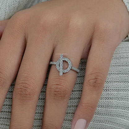 Open Circle Round Diamond Loop Engagement Ring