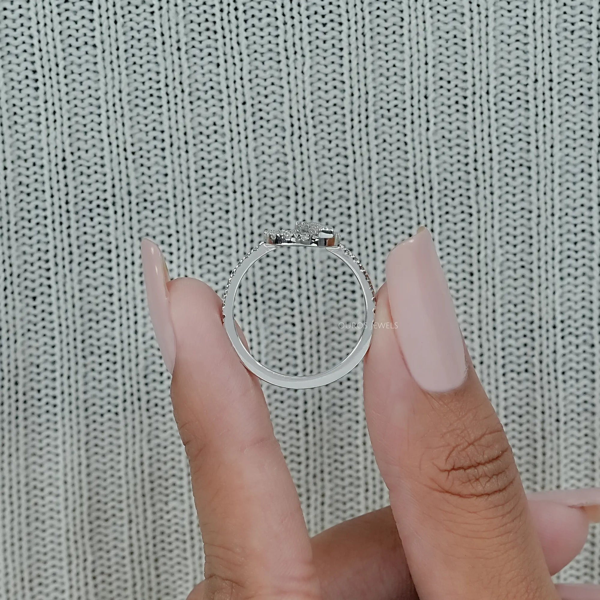 Open Circle Round Diamond Loop Engagement Ring