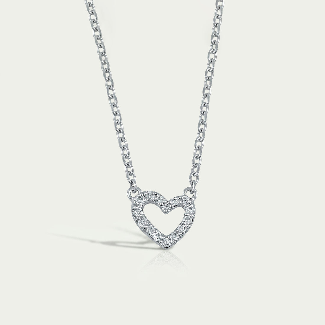 Open Heart Shape Lab Diamond Pendant Necklaces