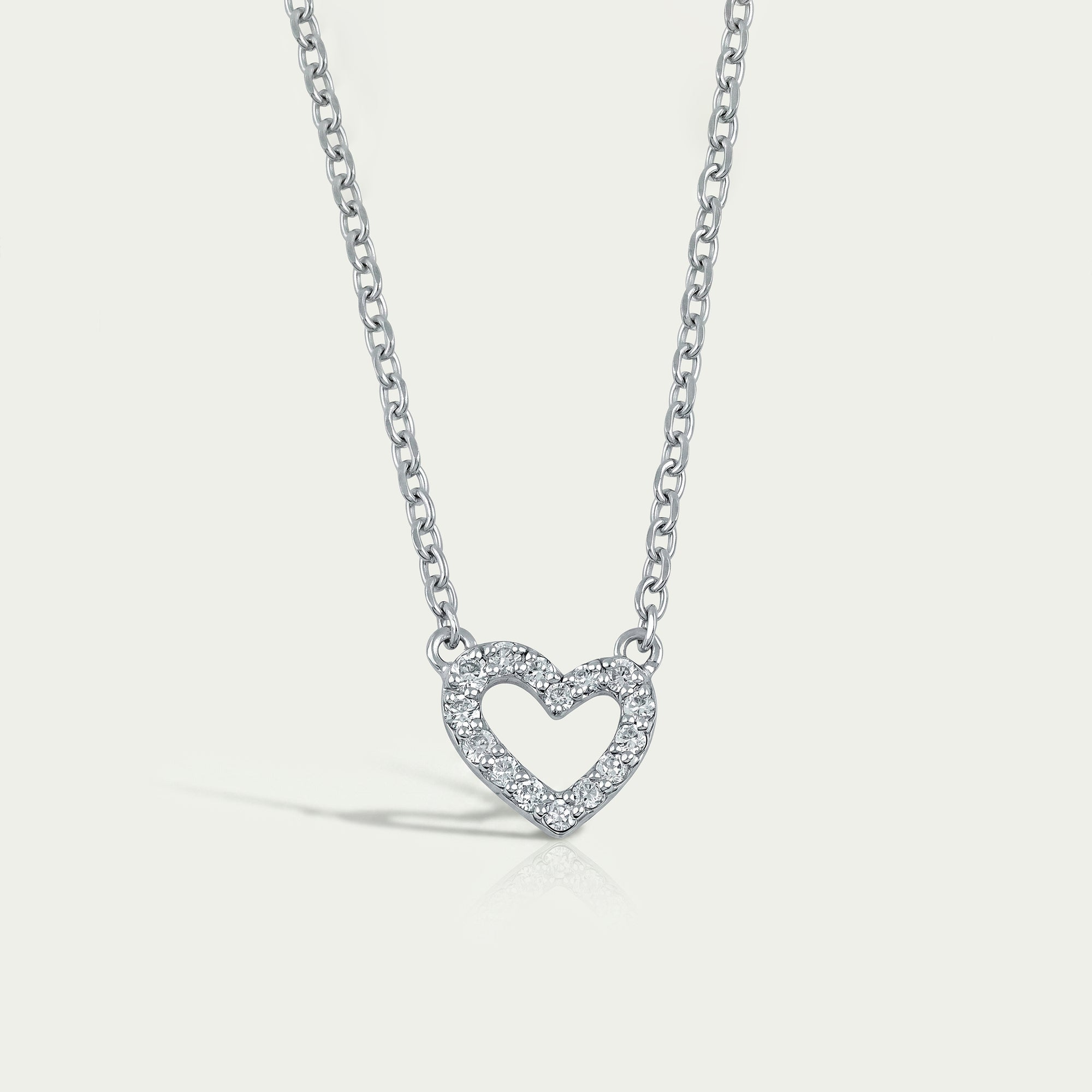 Open Heart Shape Lab Diamond Pendant Necklaces