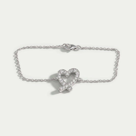 Round Diamond Open Heart Bracelet Bracelet