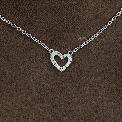 Open Heart Shape Lab Diamond Pendant Necklaces
