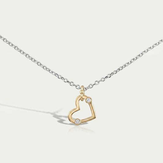 Lab Diamond Open Heart Shape Pendant Necklaces
