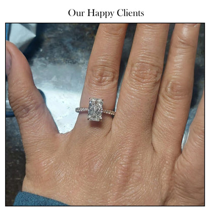 Radiant Cut Solitaire Accent Diamond Engagement Ring Rings