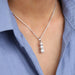 3 Stone Round Cut Lab Diamond Bar Pendant Necklaces