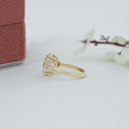 Oval And Half Moon Lab Diamond Three Stone Ring