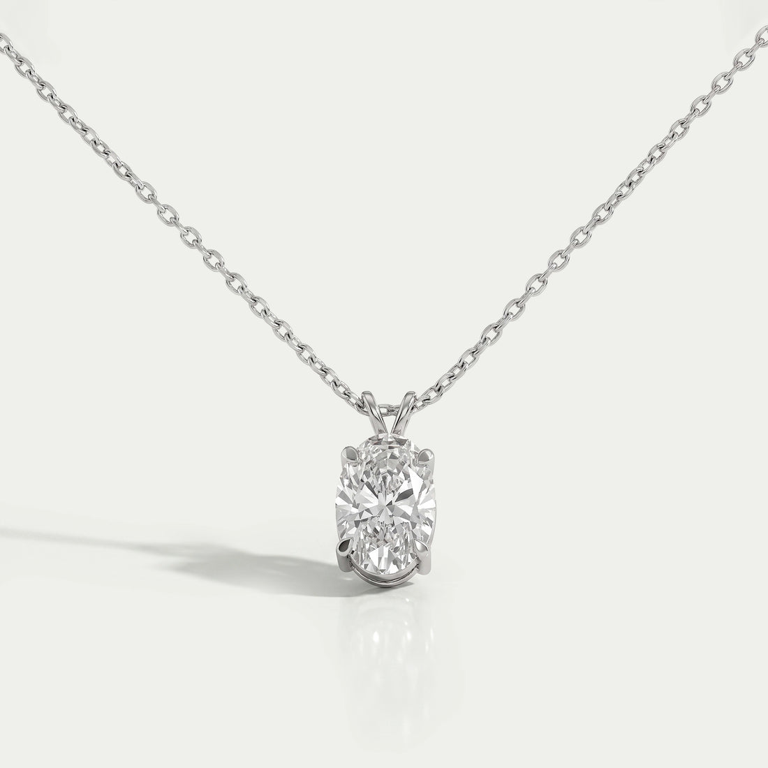 Oval Cut Lab Diamond Solitaire Bail Pendant Necklaces