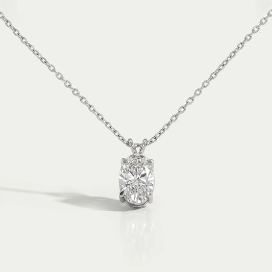 Oval Cut Lab Diamond Solitaire Bail Pendant Necklaces