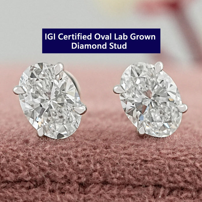 Oval Cut Lab Grown Diamond Stud Earrings Earring