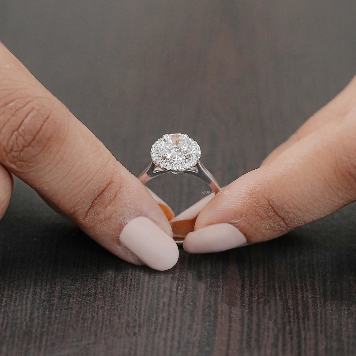 Oval Cut Lab Diamond Halo Set Engagement Ring Rings