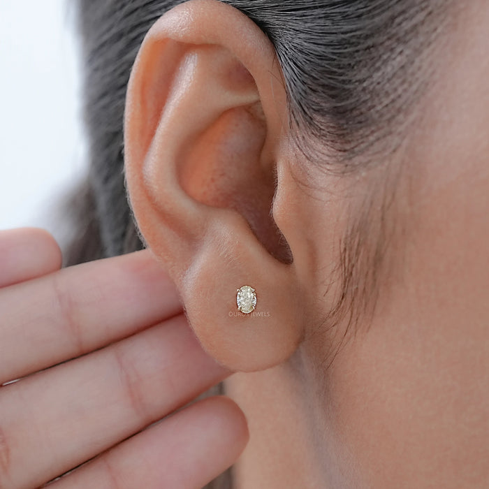 Yellow Oval lab Diamond Stud Earrings Earrings