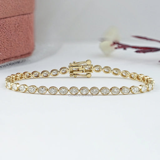 East West Oval Lab Diamond Tennis Bracelet Bezel Set Bracelet