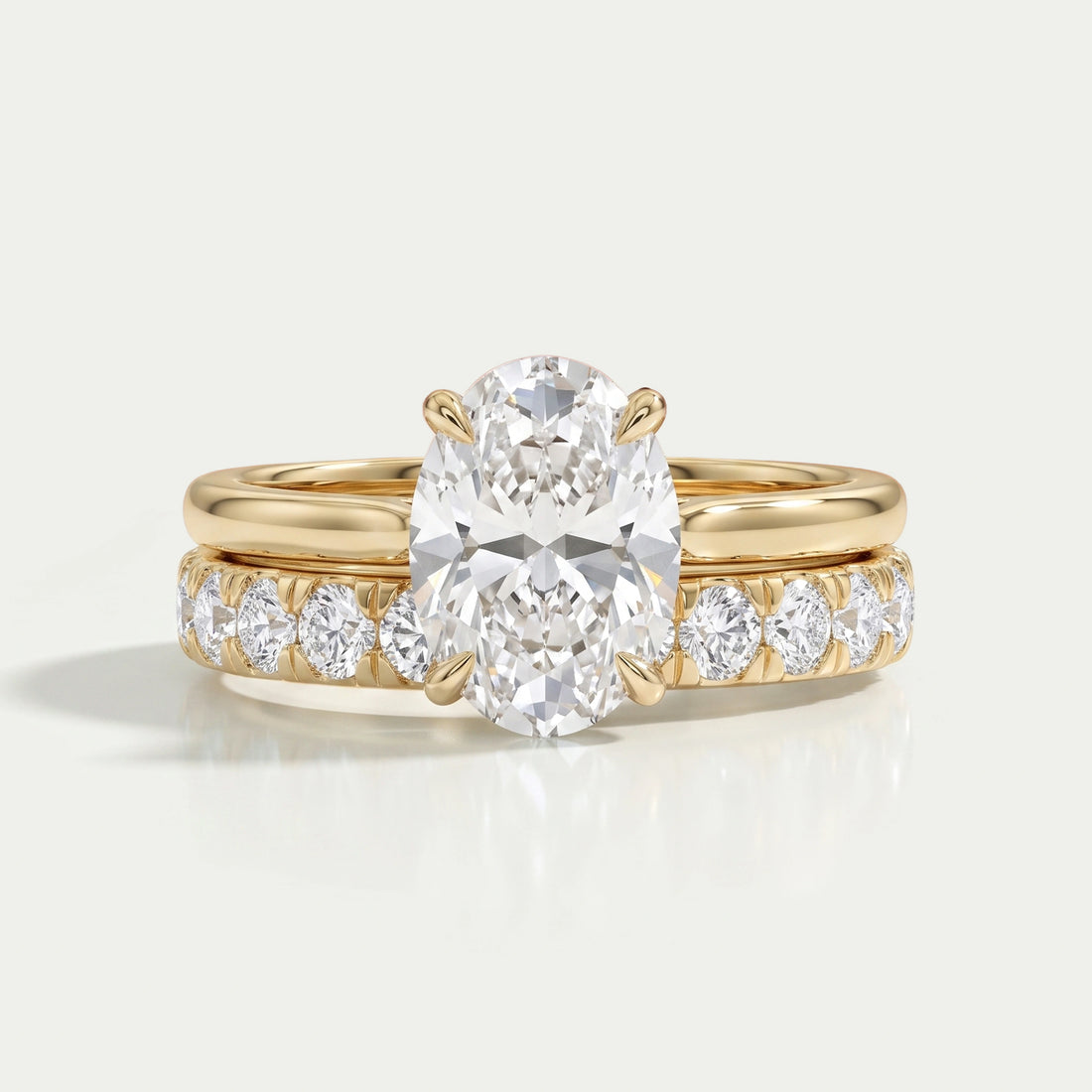 Oval Cut Lab Grown Bridal Diamond Ring Set Ring