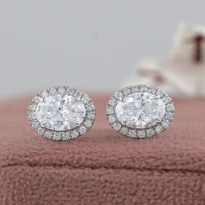Oval Lab Diamond Halo Stud Earrings Earring