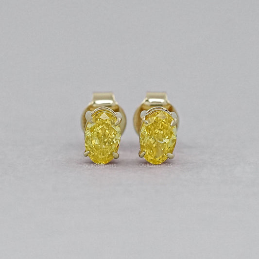Yellow Oval Diamond Stud Earrings Earring