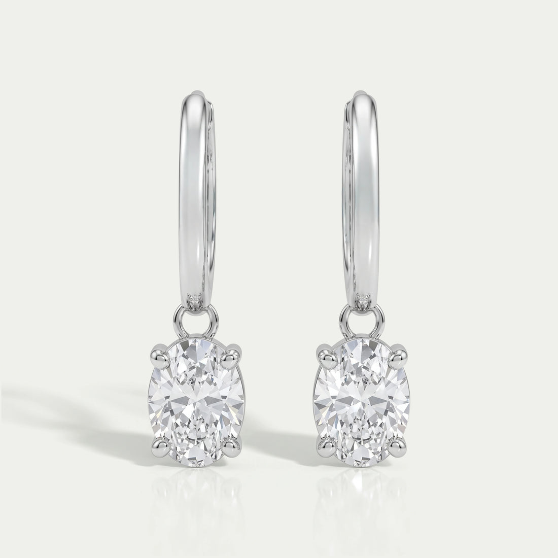 Oval Diamond Dangle Hoop Earrings Earrings