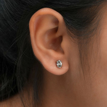 Olive Oval Cut Solitaire Stud Earrings Earring