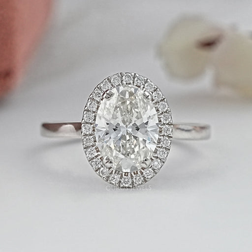Oval Cut Lab Diamond Halo Set Engagement Ring Rings