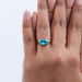 East-West Blue Oval Gemstone Solitaire Ring Rings