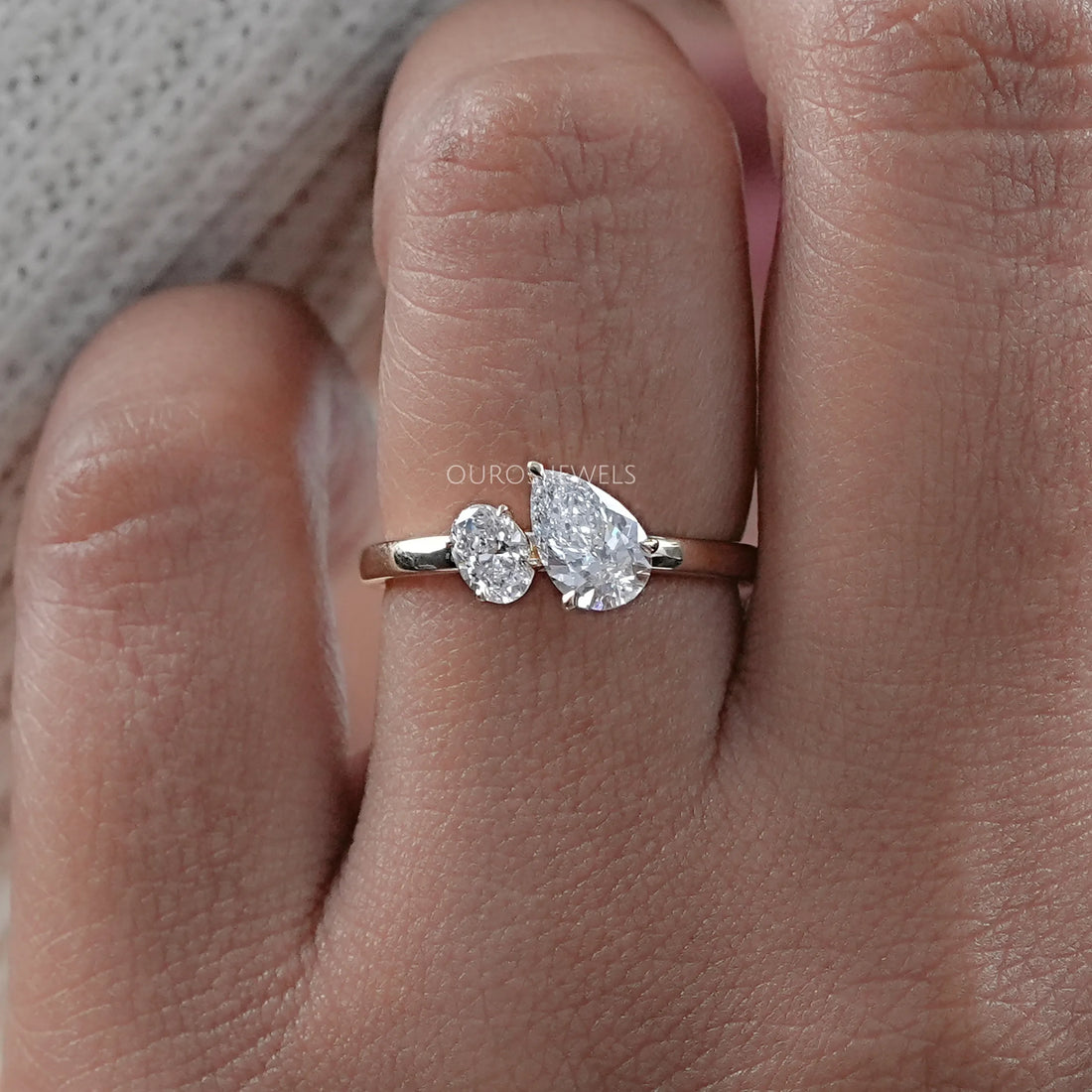 Oval And Pear Lab Diamond Toi Et Moi Ring Ring