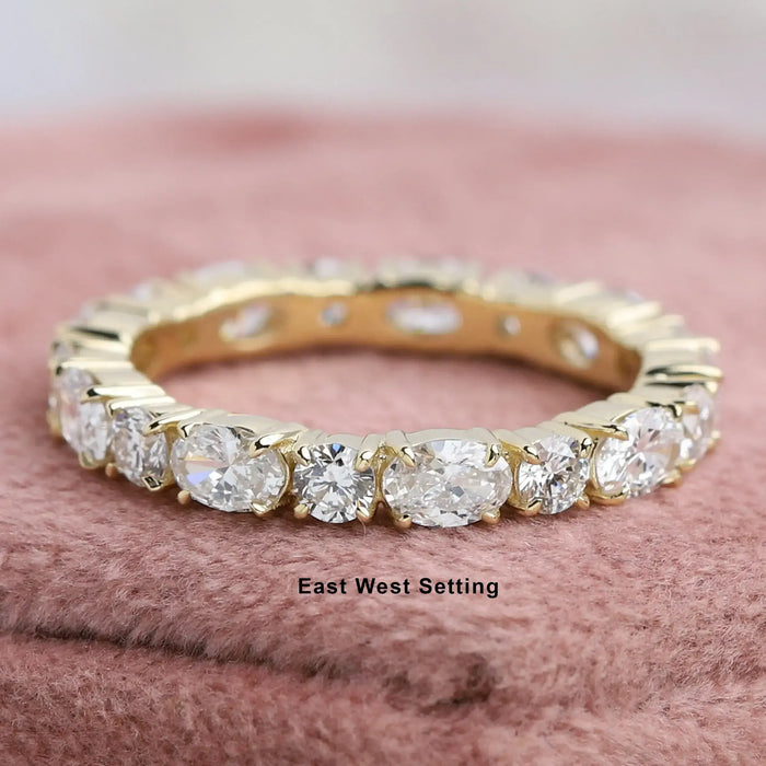 Oval And Round Cut Lab Grown Diamond Eternity Band Rings