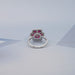 Ruby Cushion Gemstone Floral Halo Ring