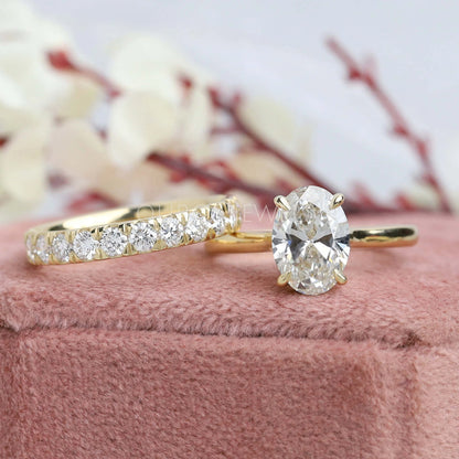 Oval Cut Lab Grown Bridal Diamond Ring Set Ring