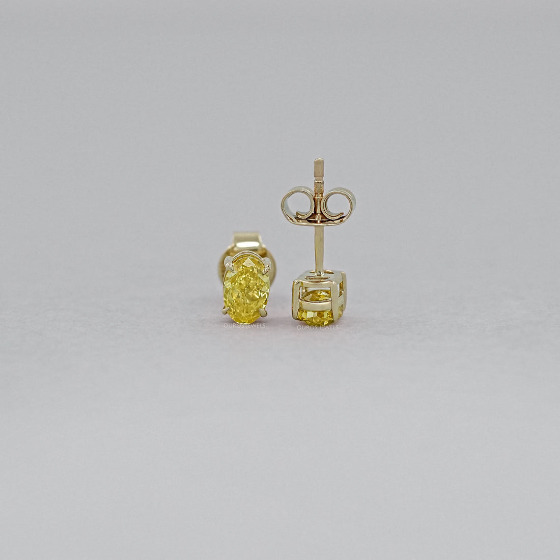 Yellow Oval Diamond Stud Earrings Earring