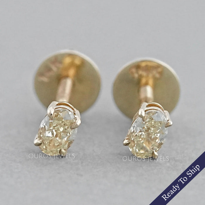 Yellow Oval lab Diamond Stud Earrings Earrings